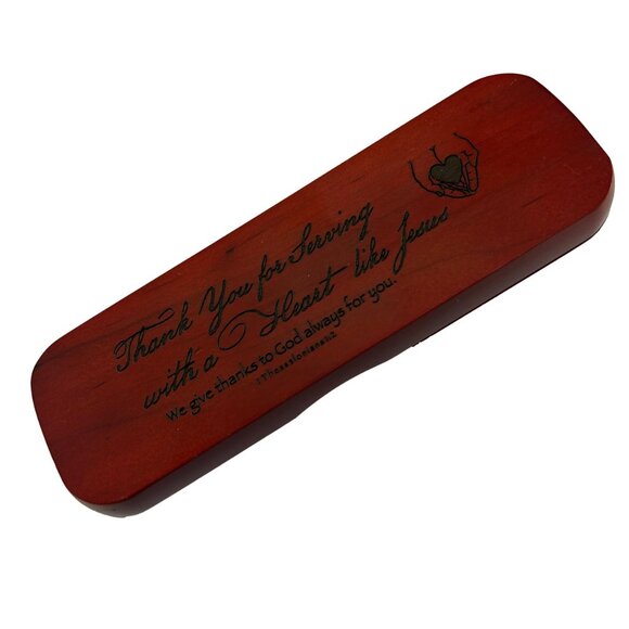 Thank You For Serving Heart Like Jesus Rose Wood Box Ball Point Pen NEEDS INK - Picture 9 of 9